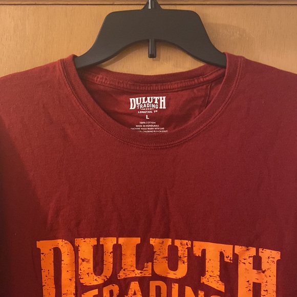Duluth Company Men’s Logo Long Sleeve Tee T-Shirt Cotton Red Orange Large - Picture 3 of 8